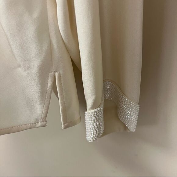 - Talbots silk button down with beaded accents. Size 14W - Picture 4 of 11